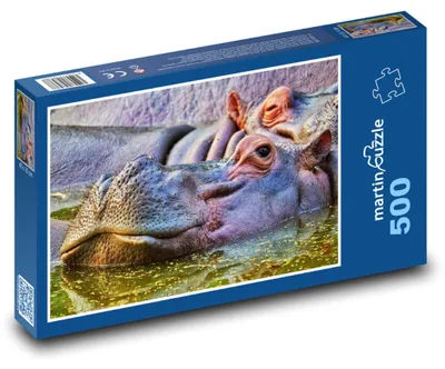 Produktbild von Puzzle 500 Flusspferd ruht im Wasser - martinpuzzle