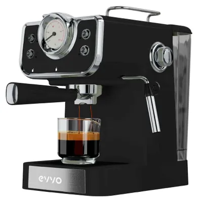 Image de Machine à espresso EVVO Intensa Retro, 15 bars, finition vintage, corps en acier, espressos et cappuccinos, 950 W, double sortie