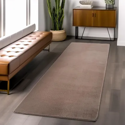 Zdjęcie produktu dla Ayyildiz | Dywan Pluszowy Joy - 80 cm x 250 cm - Brązowy - Miękki - Antypoślizgowy - Ekologiczny