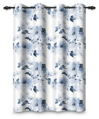 Thermo-Verdunkelungsvorhang 107x160 cm, Blumen, Ösen, 1 Stück