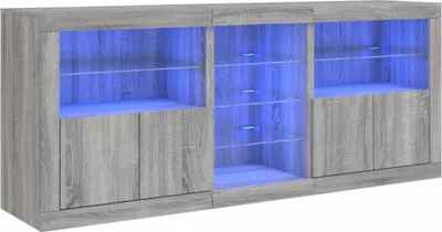 Image de Buffet avec lumières LED sonoma gris 181,5x37x67 cm