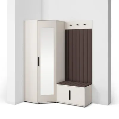 Produktbild von Garderoben-Set Napoli Version 21: Eckschrank mit Polsterpaneelen, Schuhschrank Flur und Eingangsbereich (Cashmere/Trinity 08)