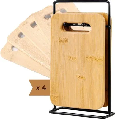 Image de Lot de 4 planches à découper en bambou, couleur naturelle