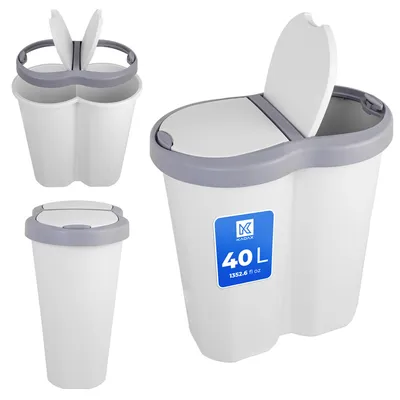 Zdjęcie produktu dla Zestaw pojemników do segregacji odpadów KADAX, okrągły pojemnik na odpady wykonany z wytrzymałego tworzywa sztucznego, pojemnik na odpady, sortownik odpadów, pojemnik do segregacji odpadów, pojemnik do segregacji odpadów