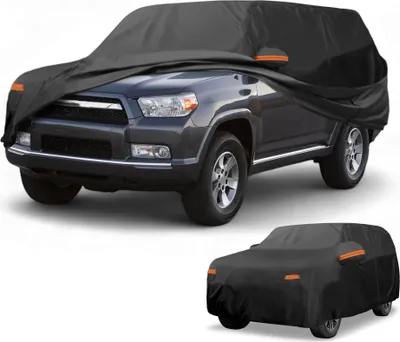 Image de Housse Voiture šŠtanche Toutes Saisons Pour Automobile ExtšŠrieure Anti-Uv Soleil Pluie Protection Complššte ExtšŠrieure Pour Toyota 4Runner 190T-Pu Noir Avec Bandes RšŠflšŠchissantes