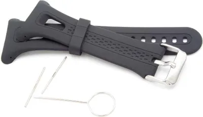 Produktbild von vhbw Ersatz Armband kompatibel mit Garmin Forerunner 15, 10 Fitnessuhr, Smartwatch mit großem Display - 11,5cm + 9,7 cm Silikon schwarz