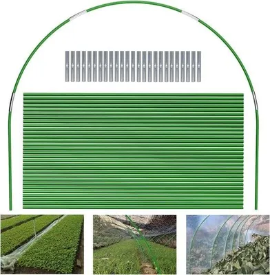 Zdjęcie produktu dla Łuki do szklarni, 6 zestawów po 2,13 m długości, zielone, zdejmowane łuki do szklarni do przykrywania roślin, tunele foliowe, łuki tunelowe, łuki do tuneli ogrodniczych z tworzywa sztucznego i włókna szklanego do agrowłókniny i palików ogrodowych