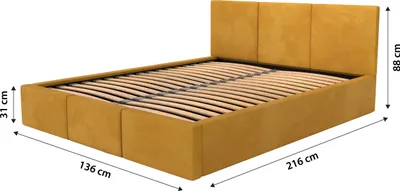 Produktbild von Muralo POLSTERBETT für Schlafzimmer Polsterbett mit Bettkasten und Gasdruckfeder Bett mit Polsterkopfteil Bett 120x200 Bett mit Stauraum Gelb
