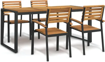 Immagine prodotto di vidaXL Set da pranzo da giardino a 5 pezzi in legno massiccio di acacia e metallo