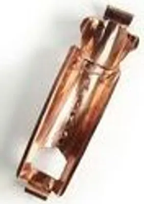 A copper fire tong is shown against a white background.