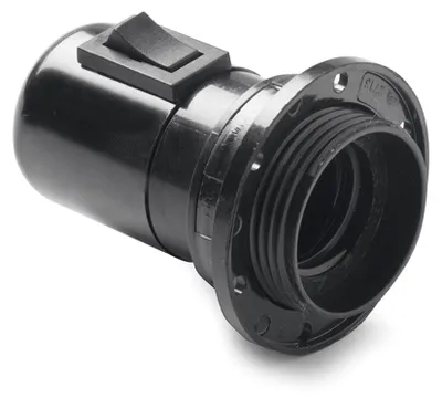 Image de Douille de lampe électrique avec filetage+interrupteur e27 51x82x51 noir bakélite