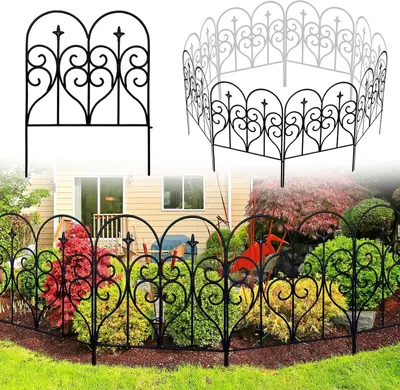 Immagine prodotto di Recinzioni e bordure da giardino in metallo - Set di 5 pannelli resistenti agli agenti atmosferici per aiuole - Colore nero