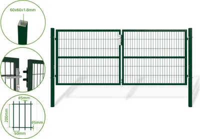 Produktbild von Doppelflügeliges Zauntor 3m RAZO H.120cm grün
