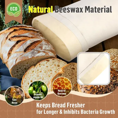 Produktbild von Wiederverwendbare Brottüten aus Bienenwachs, 2 Stück