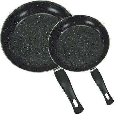 Produktbild von Bratpfannen Kombi Ø20cm + Ø25cm Aluminium Pfannen Set Schwarz