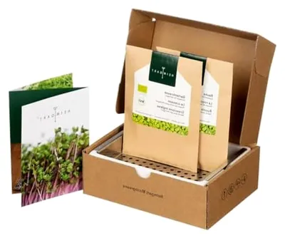 Produktbild von Anzuchtset für Microgreens, Porzellanschale mit Edelstahleinsatz und 2 -Saatpads