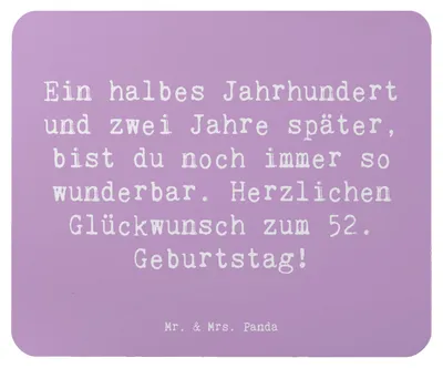 Produktbild von Mr. & Mrs. Panda Mauspad Spruch 52. Geburtstag - Lavendeltraum - Geschenk, laptop mousepad, computer, Glückwunsch, Mouse Pad, Happy Birthday, Freundschaft, Freude, Liebe