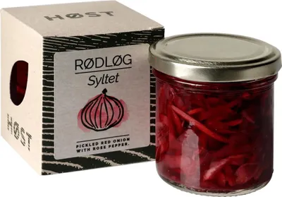 Produktbild von HØST Syltet RØDLØG: Eingelegte rote Zwiebeln mit rosa Pfeffer – würzig & mild