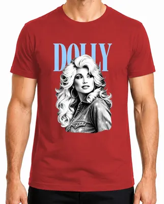 Obrázok produktu pre Dolly Parton, legenda country hudby, vintage, retro, pánske tričko s potlačou, červené, veľkosť M