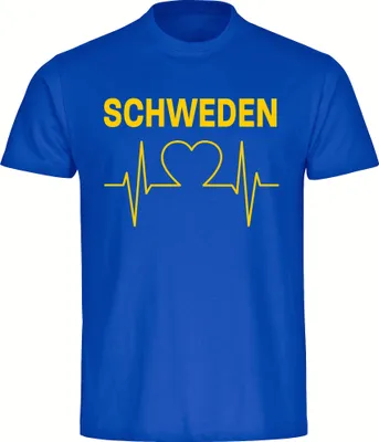Produktbild von multifanshop Kinder T-Shirt - Schweden - Herzschlag, blau, Größe 140