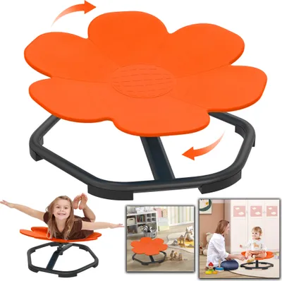 Image de XINZI Sensory Toys Chaise pivotante pour enfants, chaise pivotante, assise et siège pivotant en forme de pétale, pour enfants à partir de 3 ans, régule l'équilibre du corps (orange)