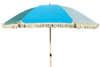 Produktbild von Strandschirm Sonnenschirm Gartenschirm - Ø 170 cm - UV-Schutz 30+ - Blau und Grün - Mit Tragetasche und knickbarem Stiel