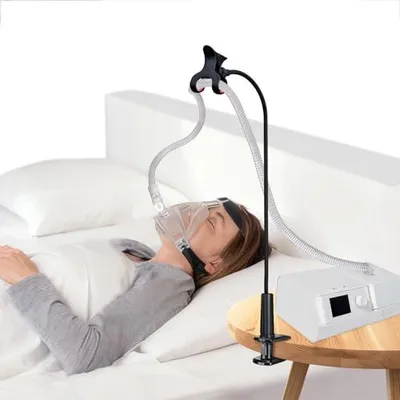 Produktbild von CPAP Schlauchhalter, 360° Drehung Regulieren CPAP Schlauchheber und Schlauchunterstützung Aufhänger zur Verhinderung von CPAP Schlauch Leckage & Verwicklung,CPAP Schlafapnoe Gerät Zubehör (Schwarz)