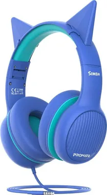 Immagine prodotto di Promate Simba Onyx cuffie over-ear cablate Hi-Definition SafeAudio™ per bambini blu