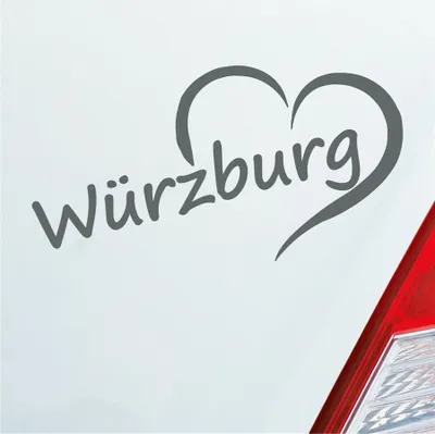 Produktbild von Auto Aufkleber Würzburg Herz Stadt City Liebe Love Heart 15x8 cm Grau Sticker Heckscheibenaufkleber