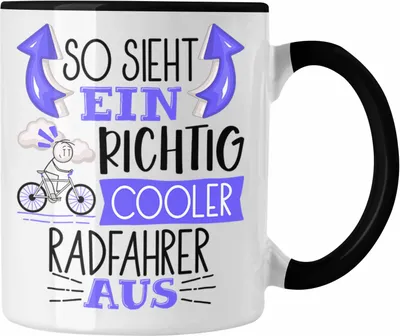 Produktbild von Trendation - Radfahrer Tasse Geschenk So Sieht Ein Richtig Cooler Radfahrer Aus Geschenkidee Spruch Lustig Becher (Schwarz)