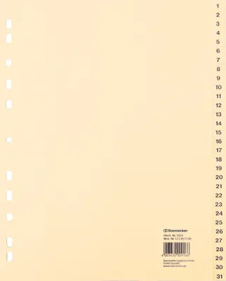 Immagine prodotto di Soennecken Register 1925 DIN A4 1-31 volle Höhe Tauenpapier chamois