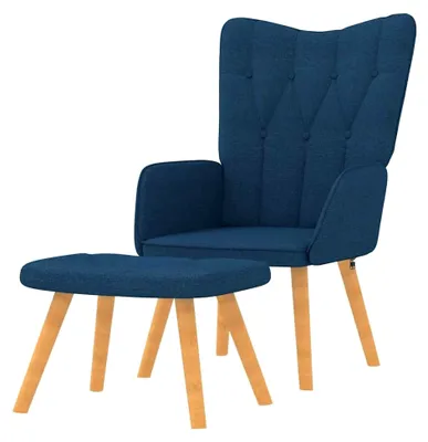 Produktbild von Relaxsessel mit Hocker in Blau aus Stoff