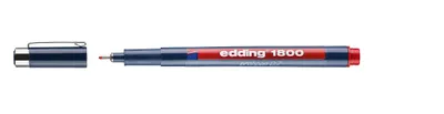 Produktbild von Edding 1800, Verschlossener Gelschreiber, Rot, Schwarz, Rot, Kunststoff, Fein, Rund