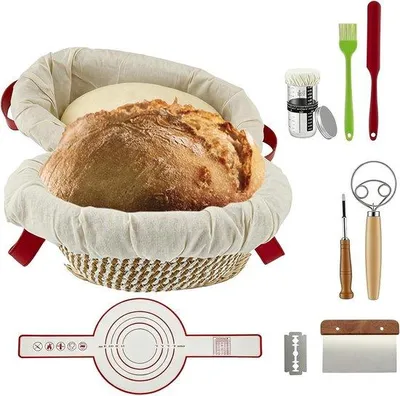 Produktbild von Professionelle Gärkörbe Set mit 2, runden und ovalen Formen (25 und 26 cm) für Brotbacken, ideal für Hausbacken und Profis