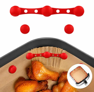 Productafbeelding van INF Airfryer magnetische siliconen gespen 3-pack — voedselveilige, hittebestendige magnetische clips voor het vastzetten van bakpapier Rood