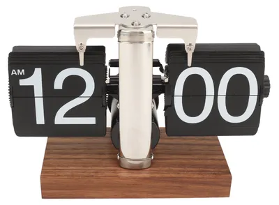 Produktbild von Digitale Flip-Down-Uhr, Retro, automatisch drehend, batteriebetrieben, mechanische Uhr für Zuhause, Zimmer, Büro, Dekoration, Edelstahl, Schwarz