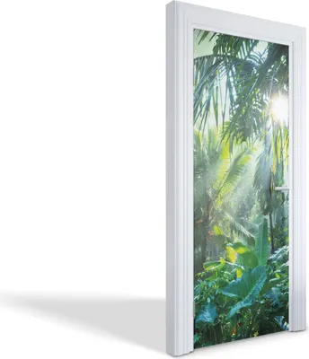 Produktbild von Türdeko Aufkleber Selbstklebende Wandsticker Personalisiert - Tropischer Dschungel - 75 x 205 cm