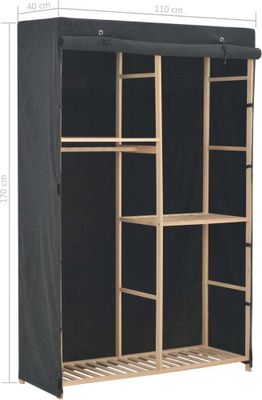 vidaXL 3-stufiger Kleiderschrank Grau 110 x 40 x 170 cm Stoff