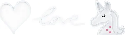 Produktbild von BELIANI LED Neon Licht Wanddeko 3er Set Rosa Herz Einhorn Love Schild Deko mit Kabel für Wohnzimmer Schlafzimmer Kinderzimmer