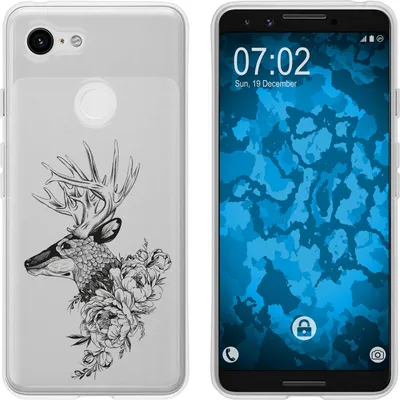 Produktbild von PhoneNatic Case kompatibel mit Google Pixel 3 Silikon-Hülle Floral Hirsch M7-1
