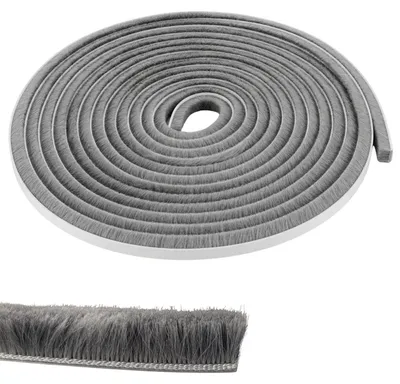 Zdjęcie produktu dla Taśma uszczelniająca szczotkowa - 8 mm - Szara - 5 m - Samoprzylepna - Do okien i drzwi