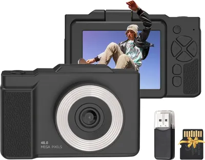 Produktbild von 1080P-Digitalkamera fuer Kinder, digitale Videokamera, 48 MP, 2,8 Zoll, drehbarer IPS-Bildschirm, Autofokus, 16-facher Zoom mit LED-Fuelllicht, 32 GB TF-Karte, USB-Kartenleser, Geburtstags- und Weihnachtsgeschenk fuer Teenager, Studenten, Freunde