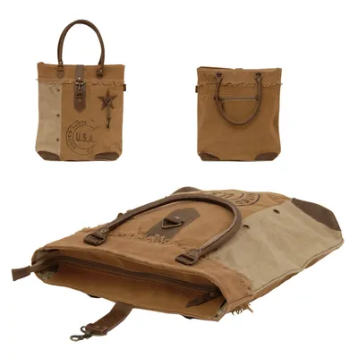 Produktbild von Sunsa Stunning Browns 51697 Vintage Schultertasche aus Canvas und Leder für Damen