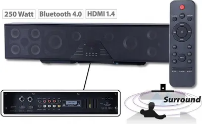 Produktbild von Auvisio 6-Kanal-3D-Soundbar 5.1-Surround-Sound Bluetooth 4.0, HDMI, 250 Watt, Lautsprecher Bar