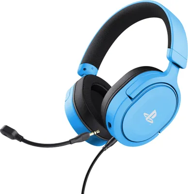 Obrázok produktu pre Trust Gaming Headset GXT 498B Forta Oficiálne licencovaný pre PlayStation 5, udržateľný, PS4 / PS5 Headset, 1,2 m kábel, odnímateľný mikrofón, nastaviteľný hlavový most, slúchadlá cez uši, modré