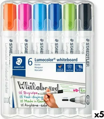 Image de 1 boîte de 6 marqueurs Lumocolor 351 WP6-1 pour tableau blanc