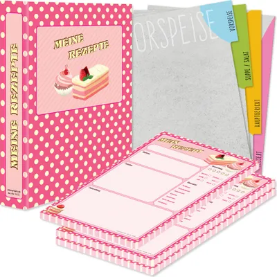 Immagine prodotto di Set completo di cartellette per ricette PRICARO "Retro", A4, 8 pezzi