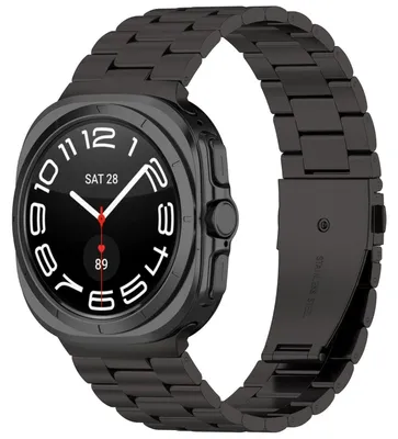 Image de Pour Samsung Galaxy Watch 8 / 8 Classic Three Bead acier inoxydable de remplacement Smart Watch Bracelet avec outil Noir