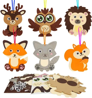 Produktbild von 12 Herbst Tier Bastelsets für Kinder Kreativsets