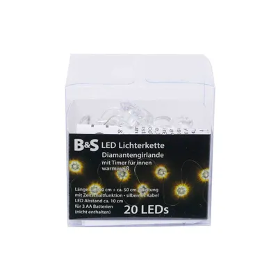 Produktbild von Lichterkette 20 LED Diamantengirlande Zeitschaltfunktion für Innen